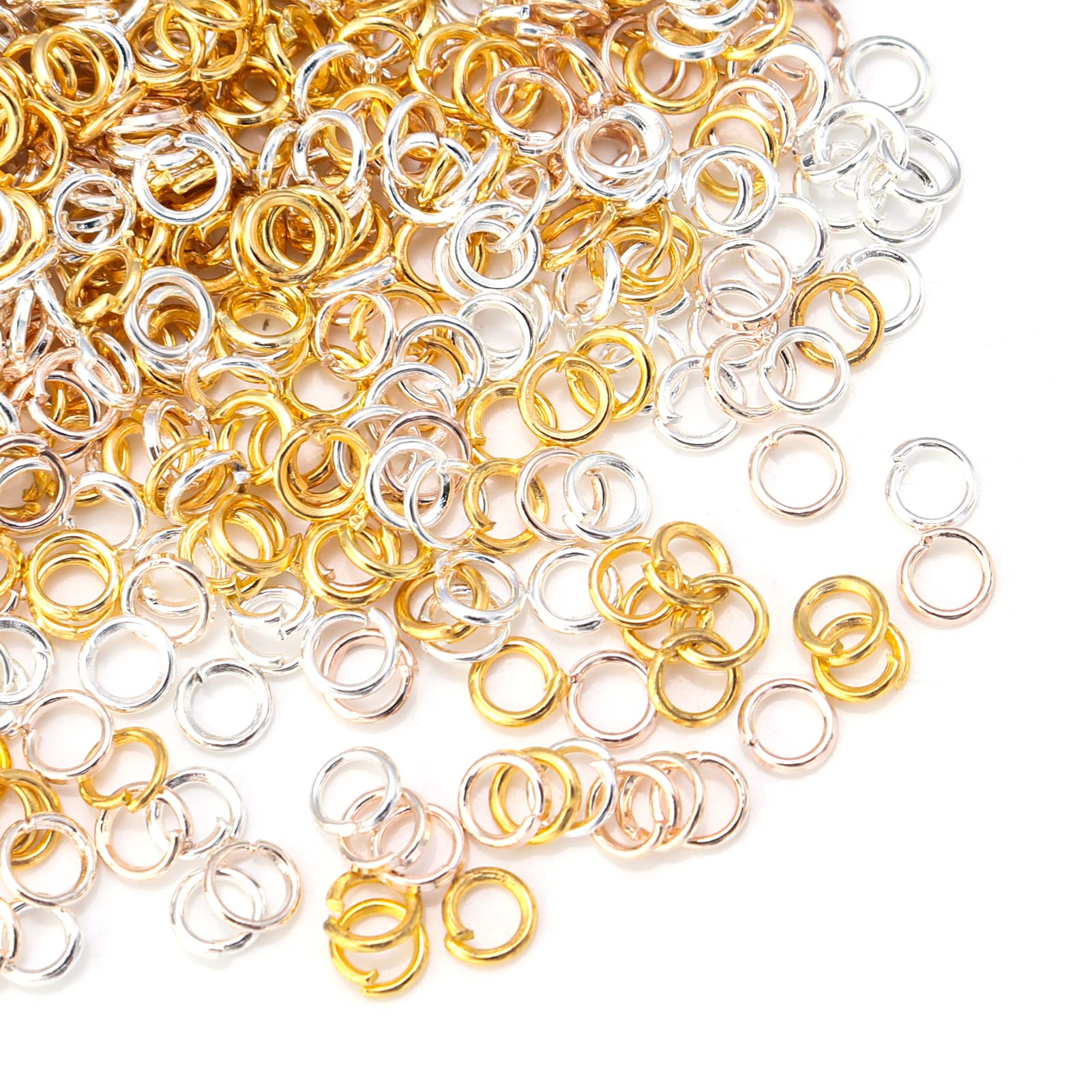 Photo 1 of 1000 Pcs 3mm Open Jump Rings Silver, Gold and Rose Gold Plated Jump Ring for Jewelry Making Iron Made Single Rings Bulk for DIY Craft Earring Necklace Bracelet Pendant Choker Jewelry Making Findings
