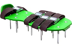 B BUBBLEFIN 6.8 CM Spikes - Lawn Aerator Spike Shoes with Heavy Duty Metal Buckles, 4 Adjustable Straps and Sharper Spikes for Effective Soil Aeration for Greener Yard, 6.8 CM ( About 2.7 inch ) Spikes