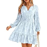 BerryGo Womens Long Sleeve Mini Dress Casual A Line Flowy Loose Vacation Party Babydoll Fall Short Dresses with Pocket