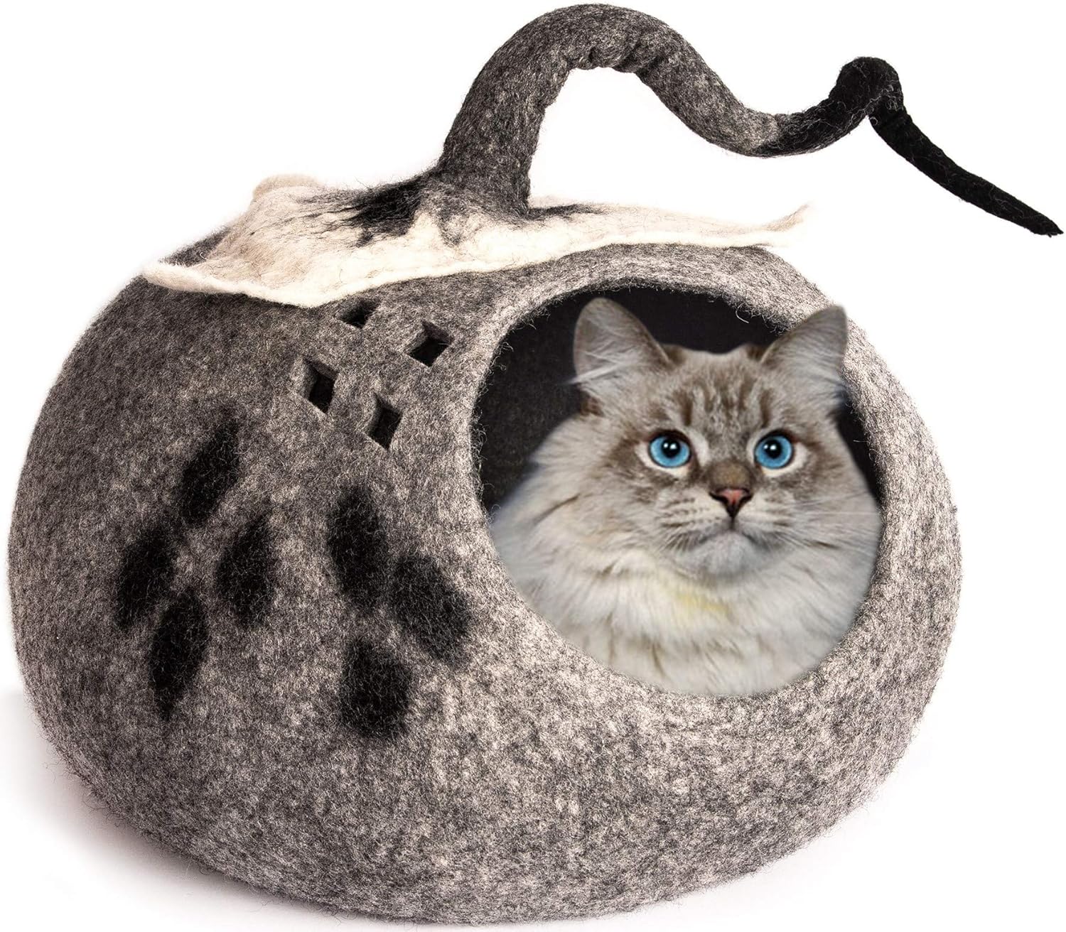 MEOWFIA Premium Cat Bed Cave (Extra Large) - Eco Friendly 100% Merino Wool Beds for Cats and Kittens (XL, Fairy Tail)