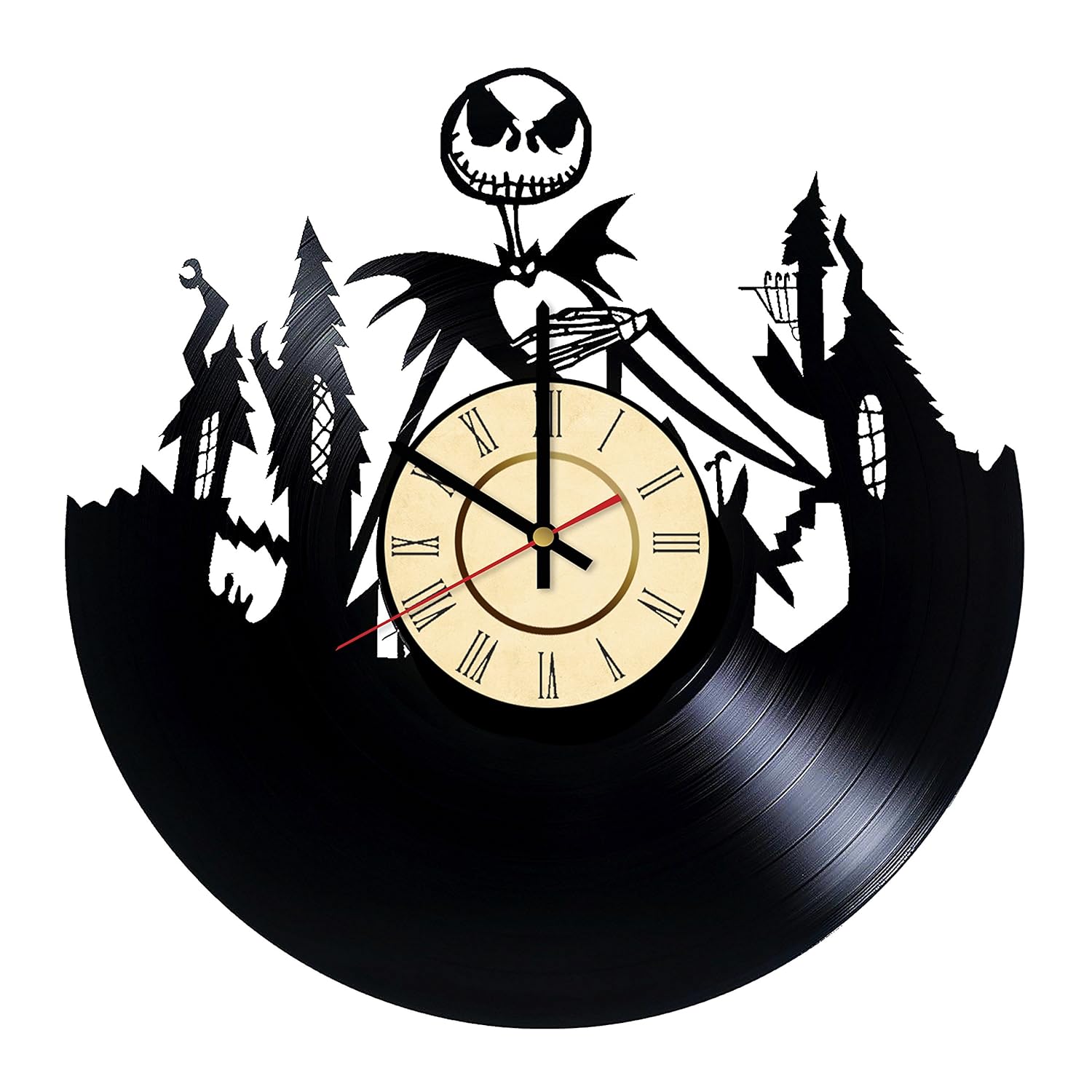 часы кошмар перед рождеством. часы из виниловых пластинок. Jack the clock. настенные часы в лондонском стиле ретро. Jack the clock.