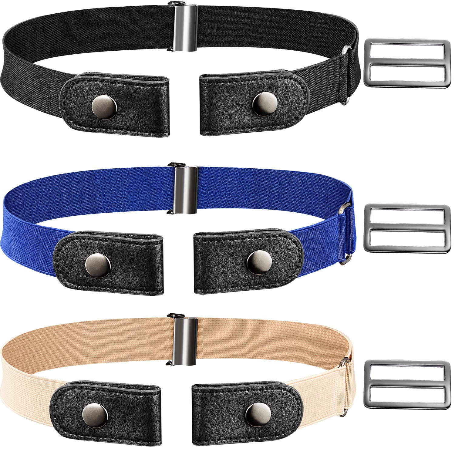 Buy 3 PiecesNo BuckleBelt No Buckle Stretch Elastic Waist Belt Buckle