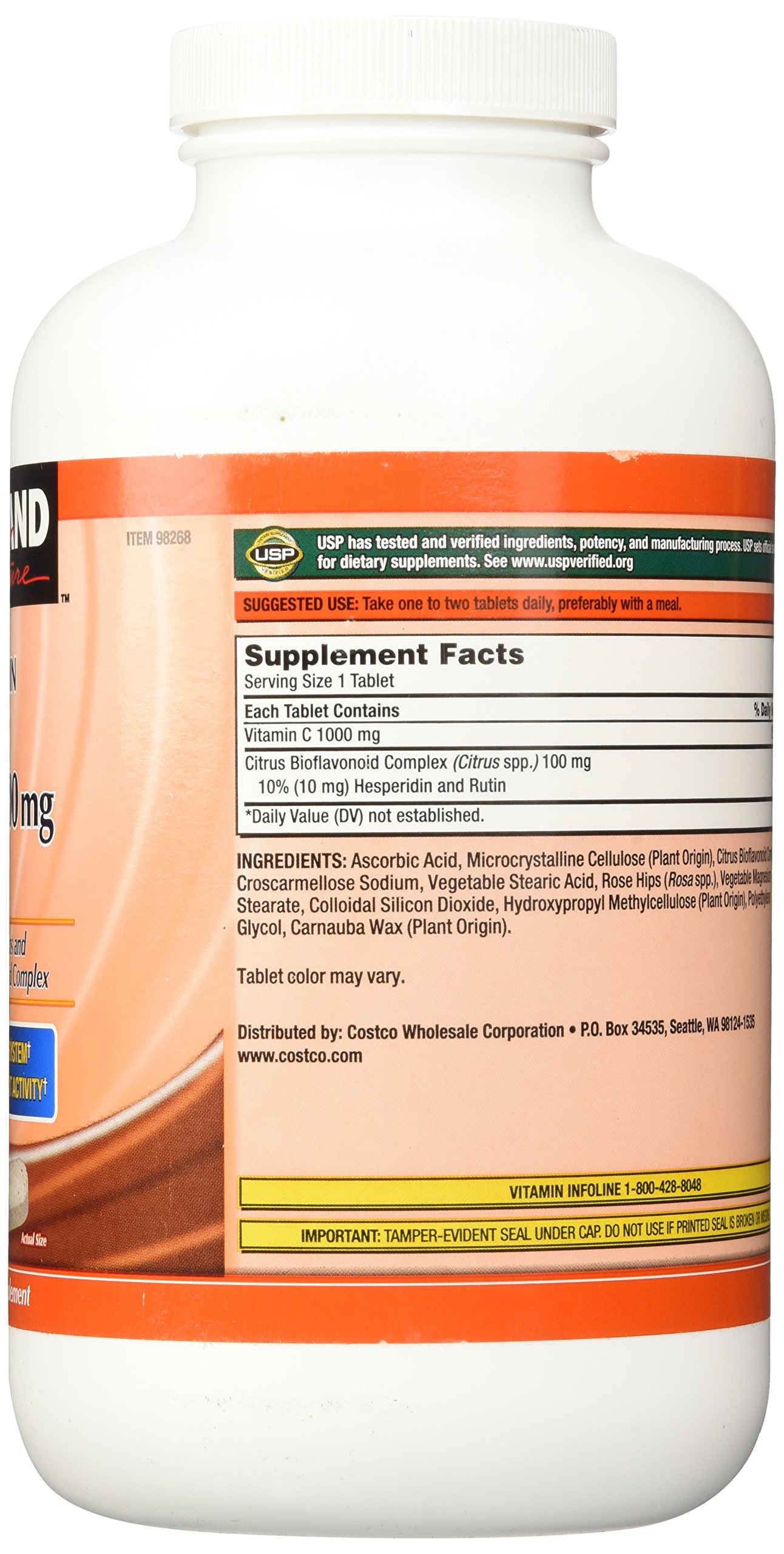 Kirkland Signature Vitamin C 1000 Mg With Rose Hips 500 Tablets on
