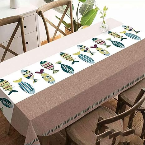 Amazon テーブルクロス 北欧風 レトロ調 Pvc混 生地 長方形 洗える 魚 137 137cm 柄 シンプル モダン おしゃれ かわいい 可愛い ポップ コーヒー色 ナチュラル 布 Pvc 北欧 おしゃれ柄 シンプル カフェ 春 新生活応援 テーブルカバー テーブルクロス オンライン通販