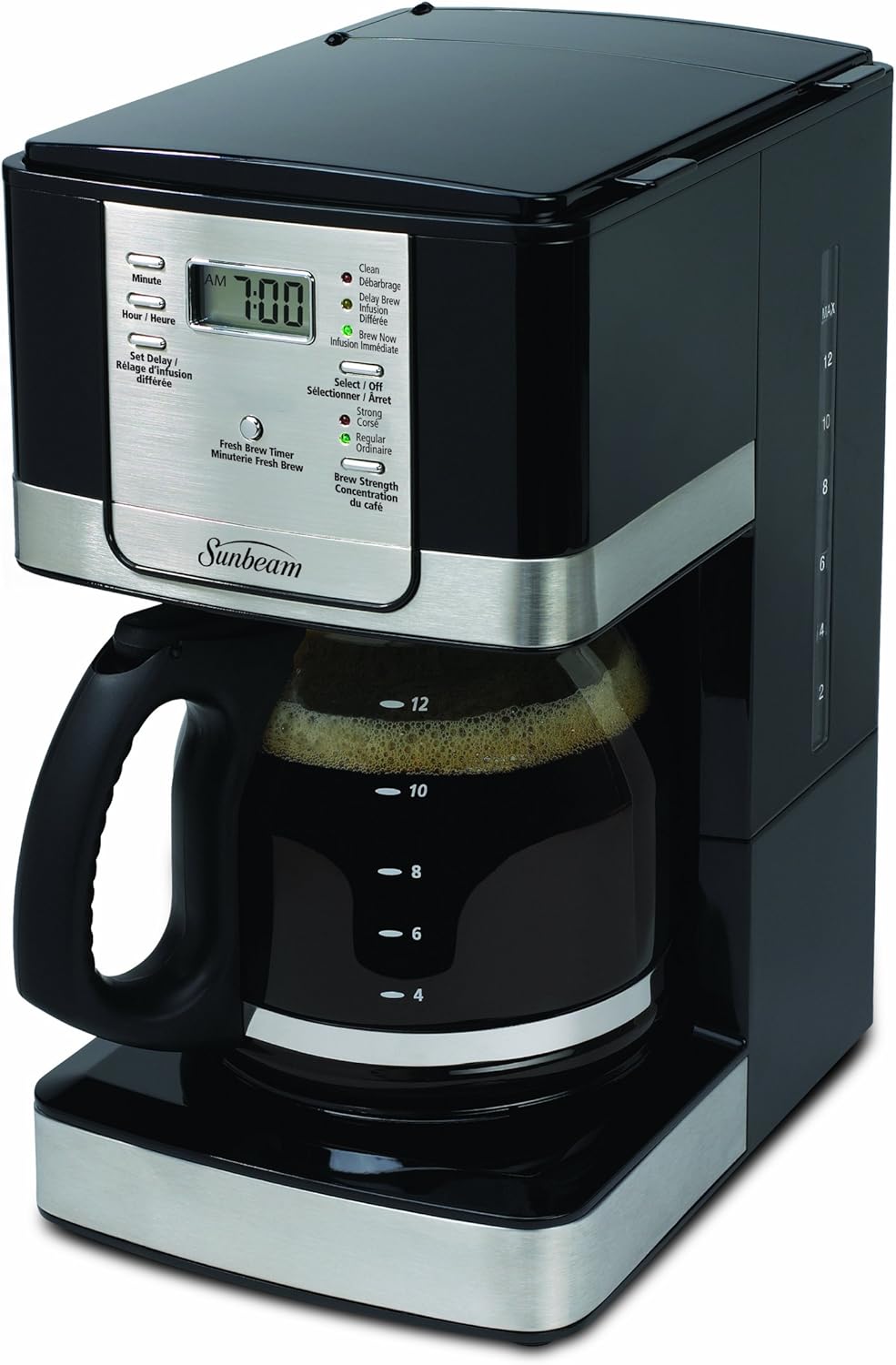 Sunbeam 12Cup Programmable Steel Coffeemaker, Black/Stainless