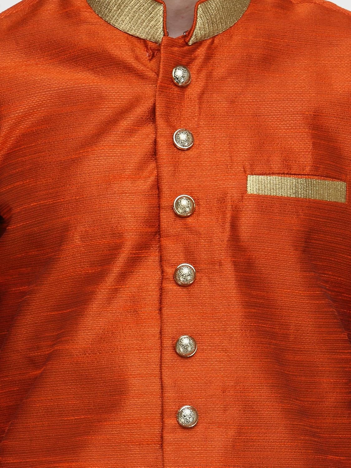 rg designers orange and gold plain sherwani for men