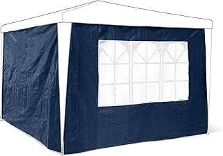 Relaxdays Pavillon-Seitenteile 2-er Set für 3 x 3 m Pavillons Seitenwand mit Fenster für Gartenpavillon und Faltpavillon 2 Teile mit Klettverschluss als Windschutz und Sichtschutz für Partyzelt, blau