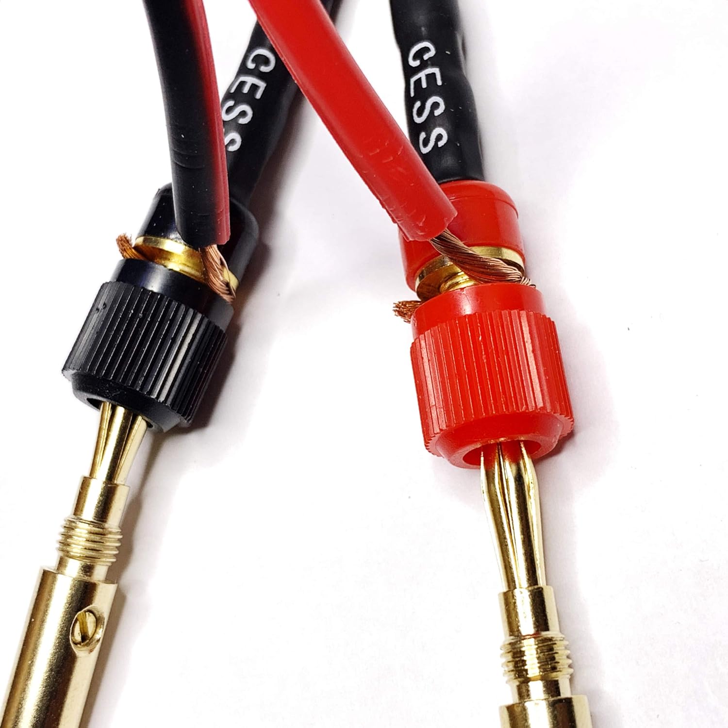 CESS-031 Fork Spade Plugs to Binding Post Banana Female Jack - Spades Extension Cable - 2 Pack: Musical Instruments