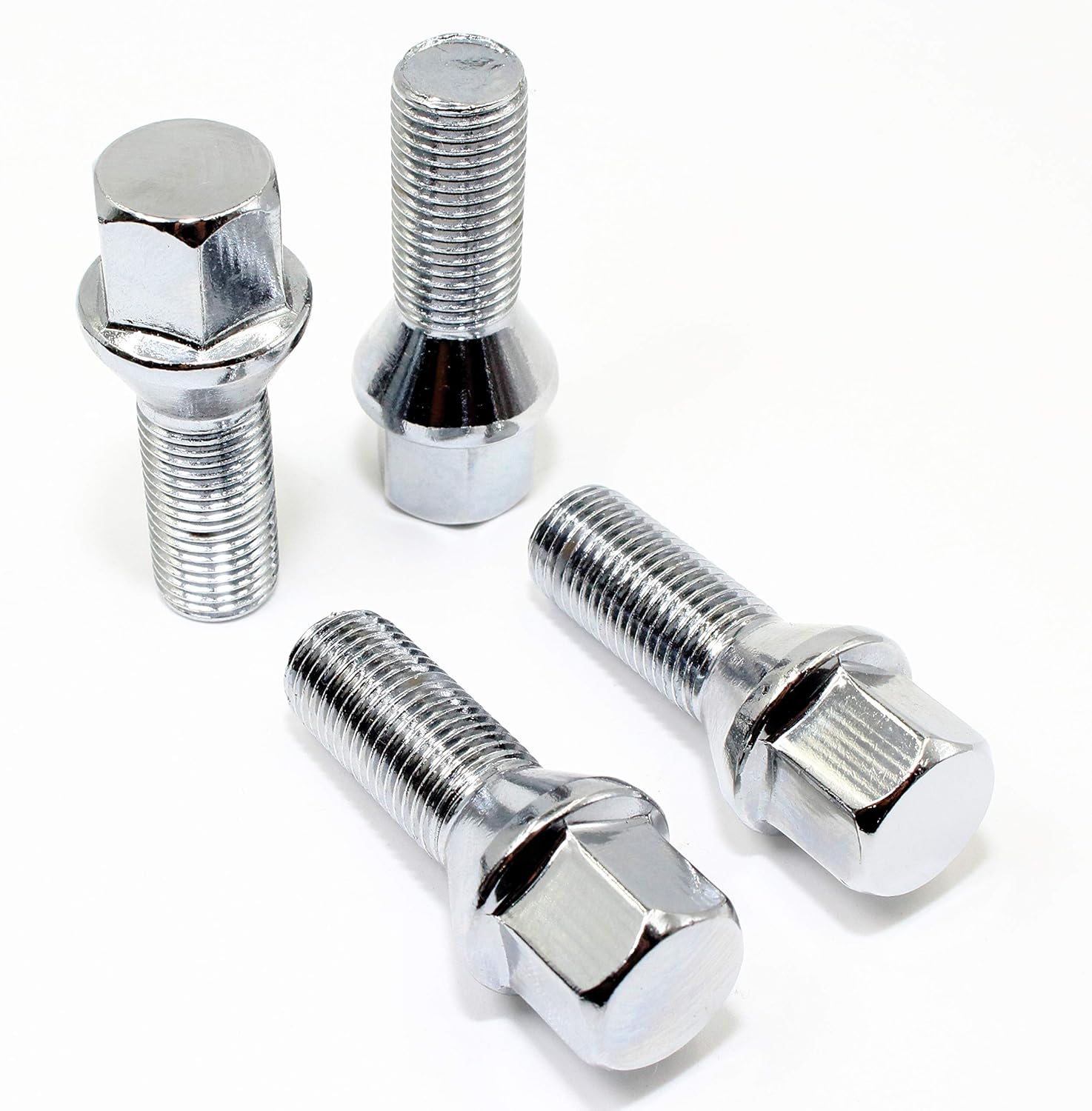 Set of 20 Veritek 14x1.5mm Chrome 2.16 Inch 28mm Shank 17mm Hex Conical Seat Wheel Lug Bolts for Aftermarket Custom Wheels Only Mercedes Audi VW