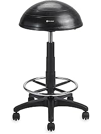 Gaiam Balance Ball Chair Stool, Half-Dome Stability Ball Adjustable Swivel Rolling Chair Drafting Stool for Standing and Seated Desks in the Home, Office or Classroom (Satisfaction Guarantee)
