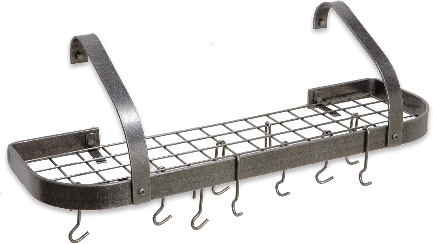 Enclume Premier Elite Bookshelf Wall Pot Rack, Hammered Steel: Kitchen Pot Racks: Kitchen & Dining