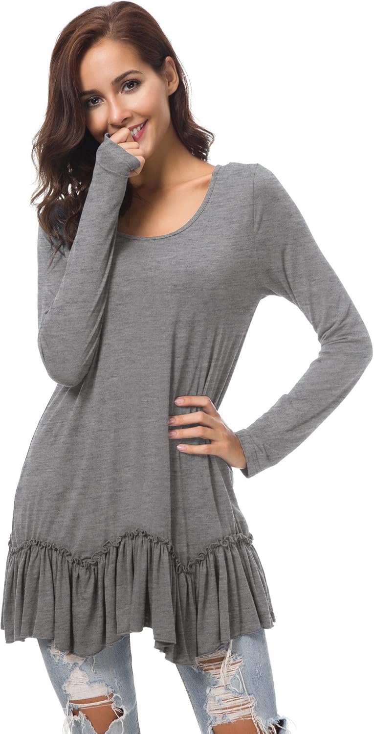 Urban CoCo Women's Casual T-Shirt Solid Long Sleeve Tunic Tops at  Women’s Clothing store