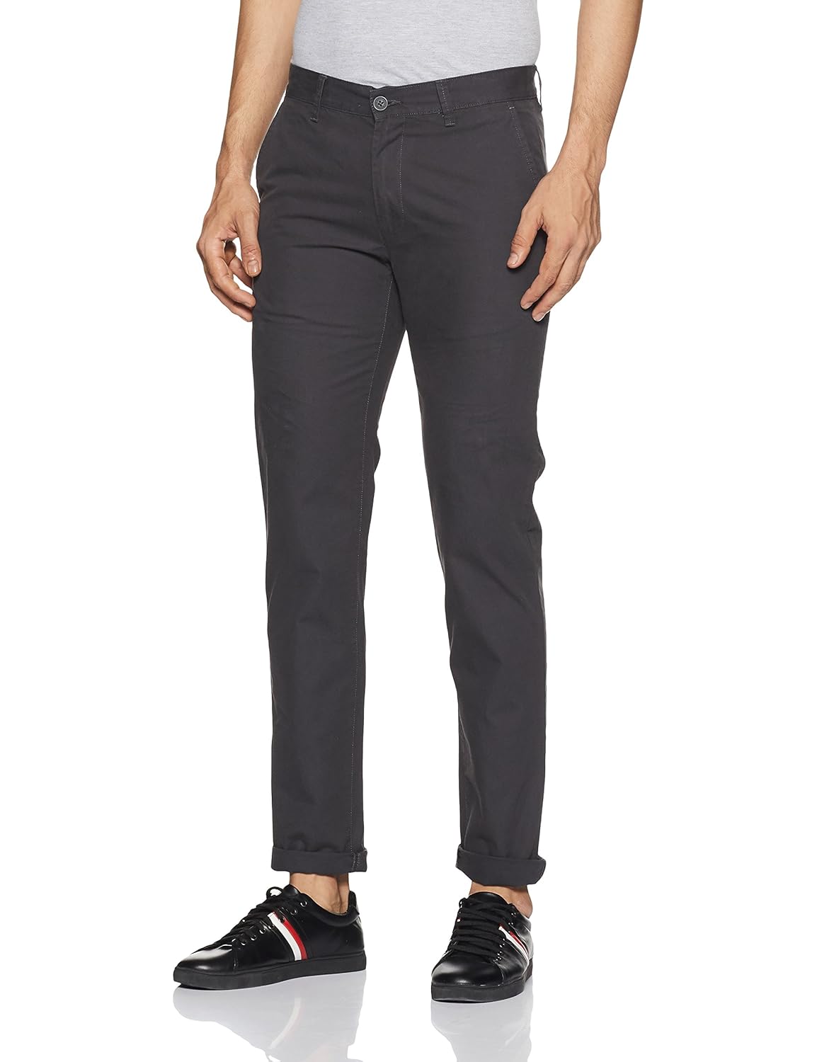 peter england men's super slim casual trousers