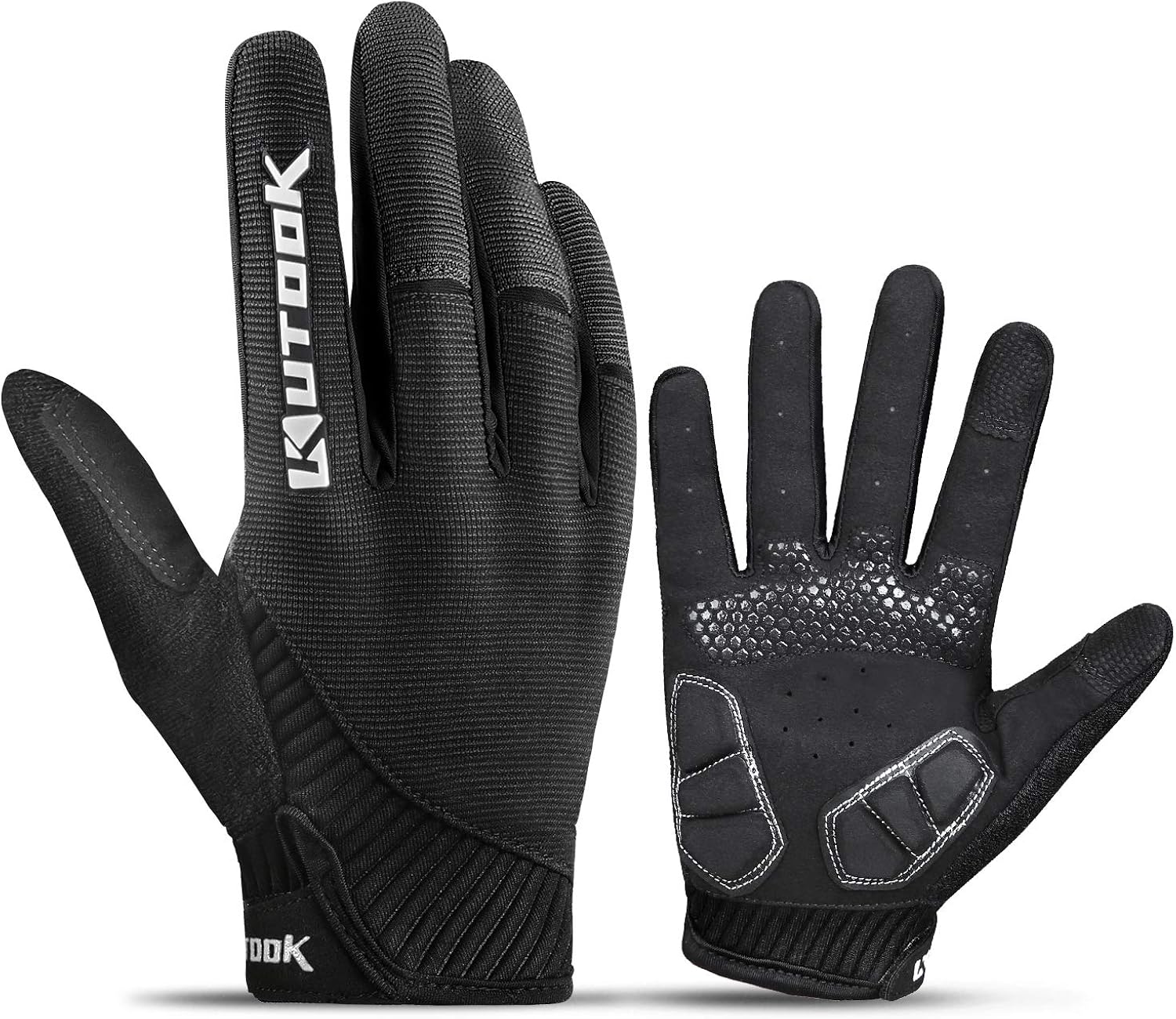 KUTOOK Mountain Bike Gloves, Gel Padded Cycling Gloves Full Finger