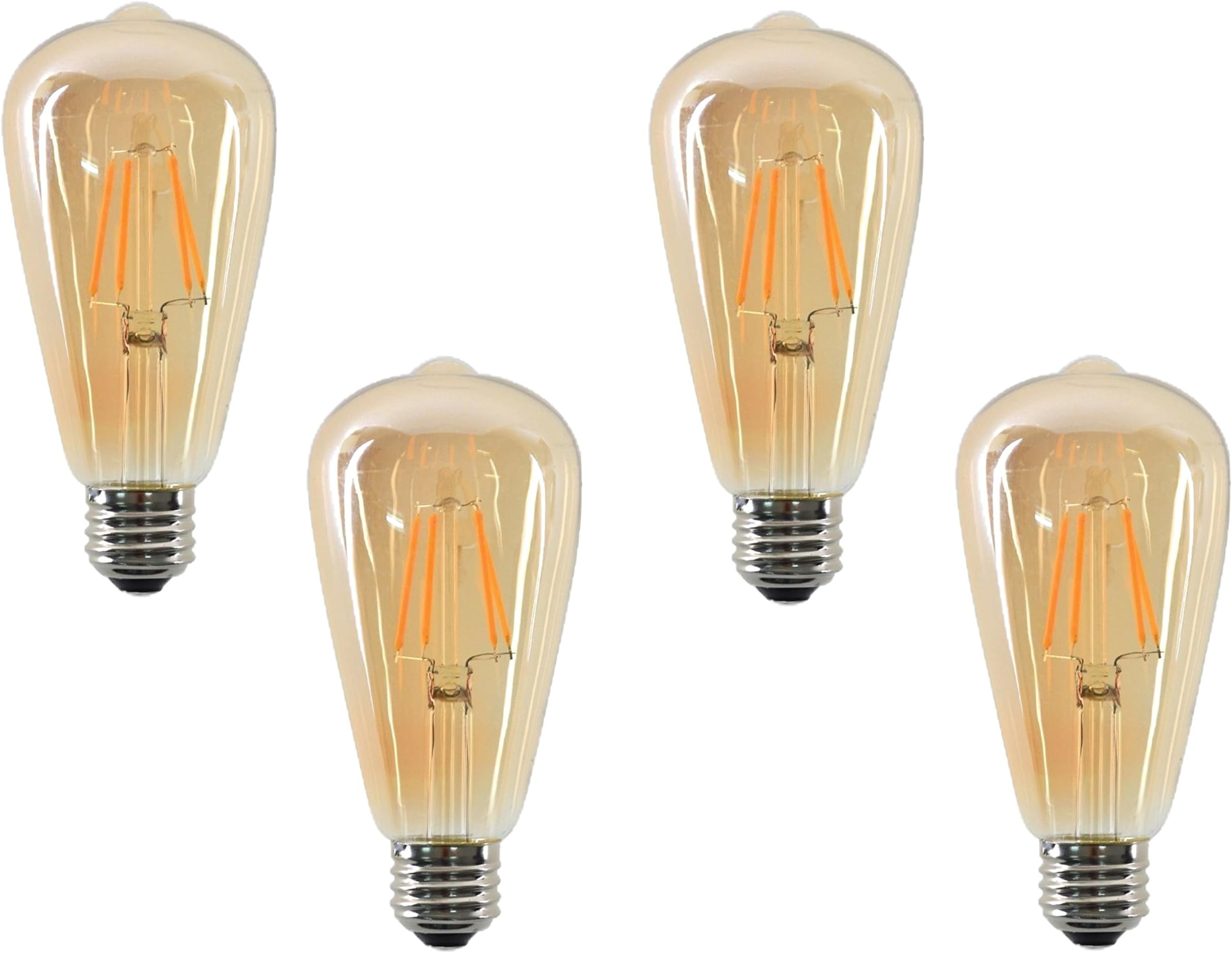 LUXON ST64 Amber Vintage Antique Edison light bulb LED 2700k 4W (Pack of 4)