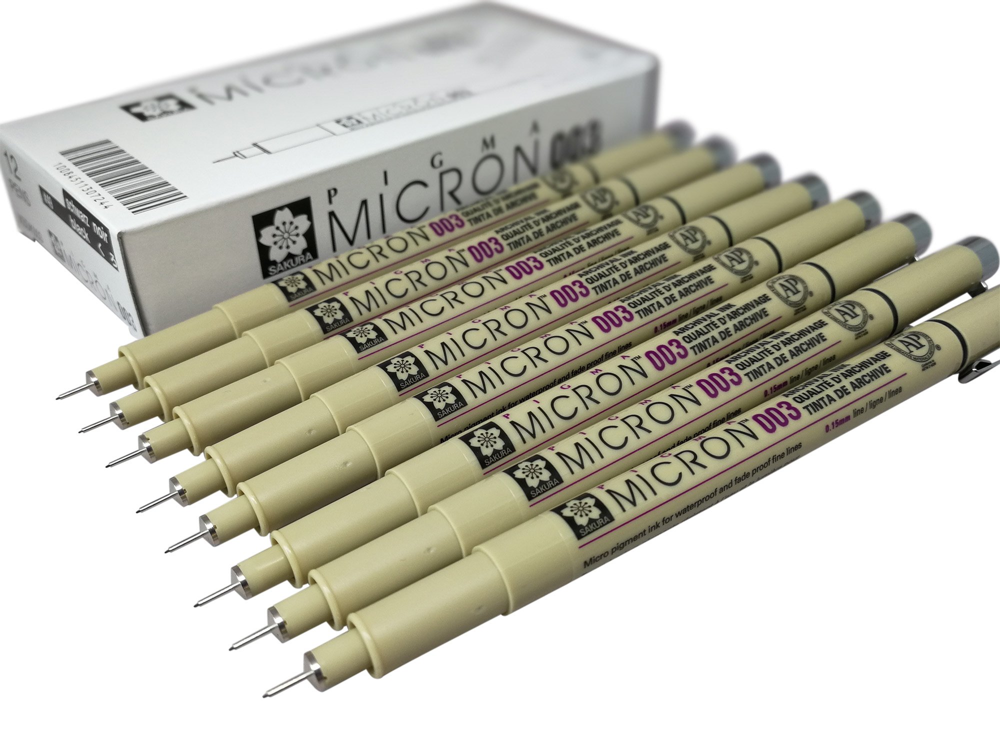 Sakura Pigma Micron Felt Tip Artist Drawing Pens - Black, 8 Pen Set