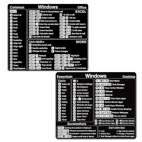 Microsoft Windows + Word/Excel Quick Reference Guide Keyboard Shortcut ...