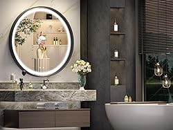 Hasipu 30” LED Bathroom Mirror with Light, Round