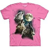 Liquid Blue Three Wolves Howling at the Moon T-Shirt &ndash; Funny Graphic Tee | Howling Wolf Pack Shirt for Men
