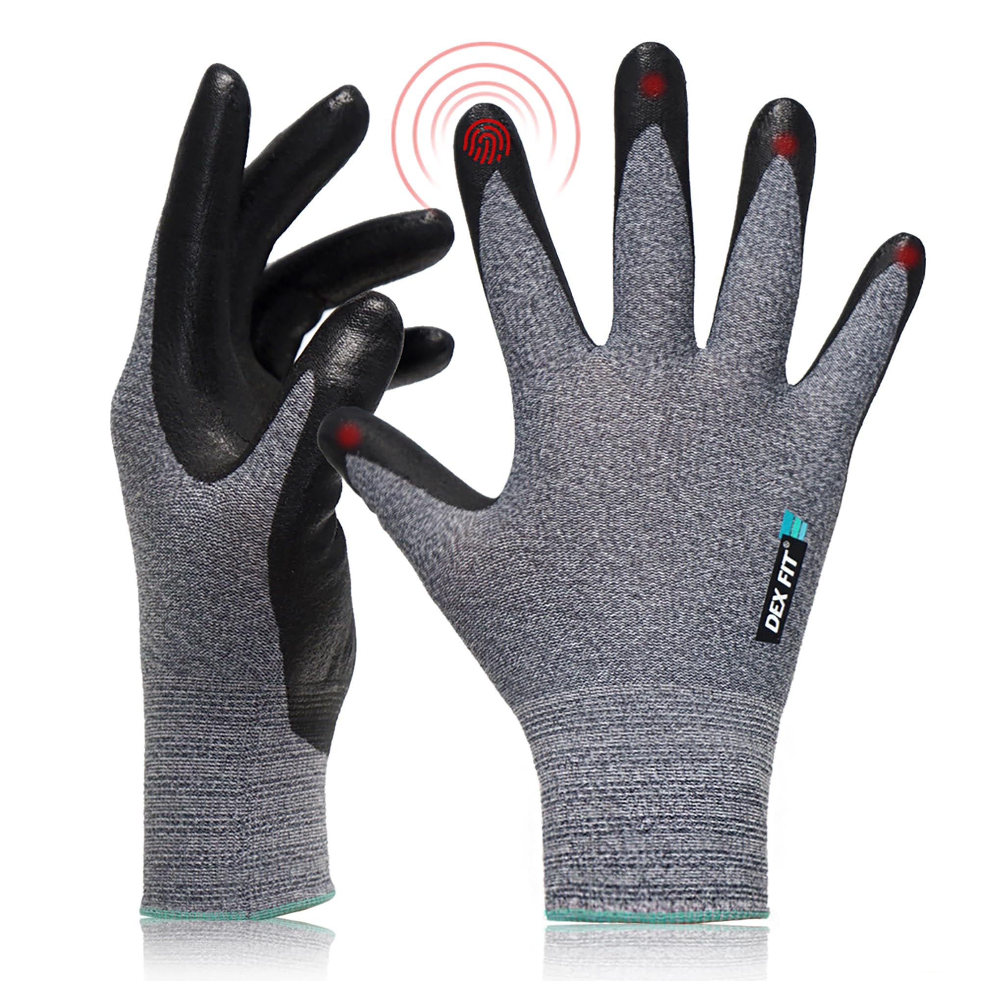 DEX FIT FN331 Prime Nitrile Work Gloves; 3D-Comfort Fit; Durable Foam Nitrile Coated; Firm Grip; Touchscreen Capable; Grey M (8) 3 Pairs — image 1