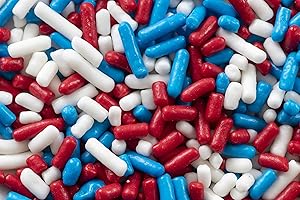 NATUREJAM Patriotic 4TH of JULY Sprinkles Red, White & Blue Colored BULK Jimmies 2 POUNDS- Independence Theme Edible Cake Cupcakes Dessert & Ice Cream Topping-USA American Themed Candy