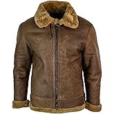Infinity Leather Mens Retro Vintage Classic Real Sheepskin RAF Pilot Flying Jacket Tan Ginger Fur Zip