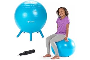 Gaiam Kids Stay-N-Play Children's Balance Ball - Flexible School Chair Active Classroom Desk Alternative Seating Built-In Stay-Put Soft Stability Legs, Includes Air Pump