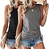 Womens Tank Tops 2 Pack Summer Tops Crew Neck Trendy Sleeveless Tops Cute Loose Fit Workout Casual Outfits 2025