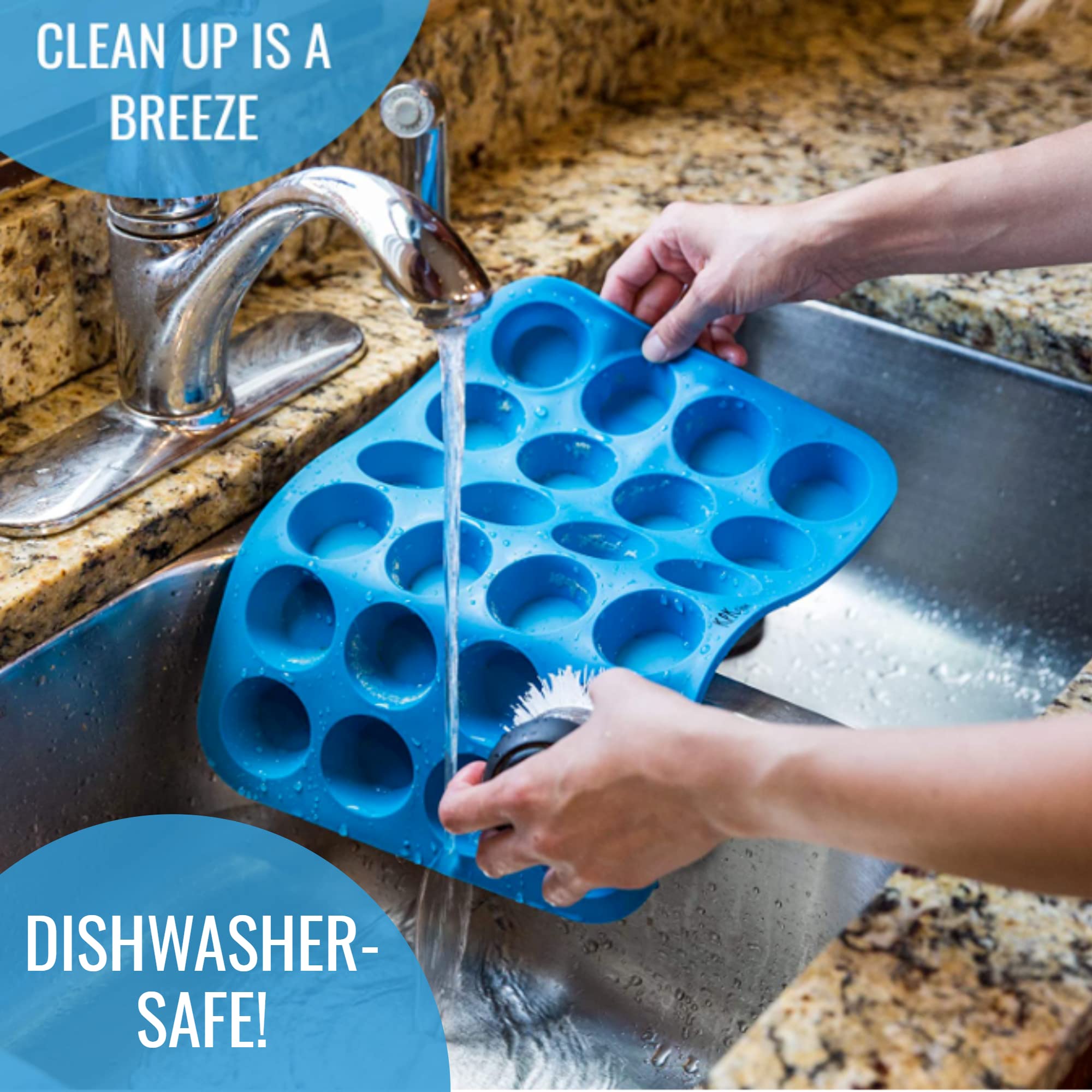 KPKitchen Silicone Mini Muffin Pan - 24 Cup Nonstick, Includes Free Mini Muffin Paper Cups - Ideal for Cupcakes, Muffins, Fat Bombs & More