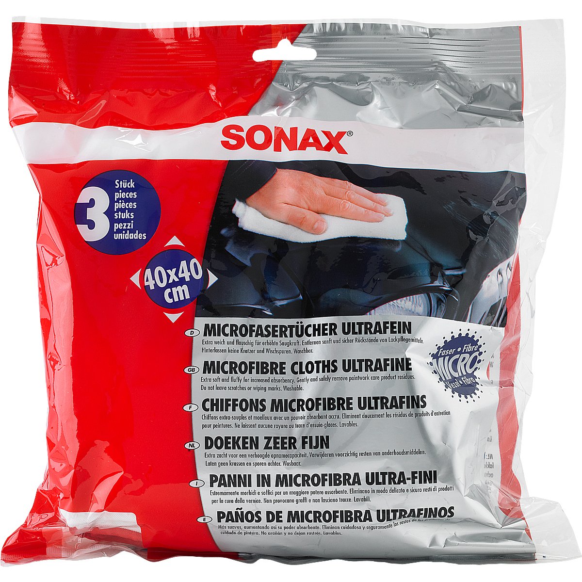 SONAX 450700 Microfibre Cloth Pack of 3 D/GB/F/NL/I/E