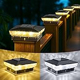 THESG-4x4 Solar Post Cap Lights Outdoor, 2 Color Modes 16 LED Fence Post Lights Fit 4x4 3 5x3 5 Wooden Vinyl Bright Waterproof Solar Powered Deck Ligh