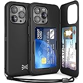 TORU for iPhone 15 Pro Max Wallet Case with Card Holder, Hidden ID Credit Card Slot Flip Kickstand, Slim Fit Shockproof Heavy Duty Phone Cover with Strap - Black