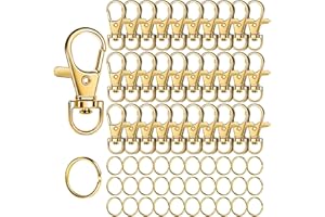 LEOBRO 60PCS Lobster Claw Clasps and Key Rings, 30PCS Keychain Clips and 30PCS Key Chain Ring for Keychain, Key, Jewelry Making, Art Crafts, Gold