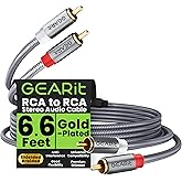 GEARit RCA Cable (6.6FT) 2RCA Male to 2RCA Male Stereo Audio Cables Shielded Braided RCA Stereo Cable for Home Theater, HDTV,