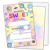 OICPYD Candy Birthday Invitations for Boys Girls Kids, Fill In Party Invites, Decorations, Favors, 20 Invitations with Envelopes (HA07)