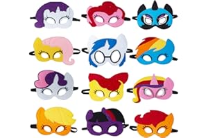 TEEHOME My Pony Masks for Little Girls Birthday Party Favors (12 Packs) - Princess Party Supplies with 12 Different Types - Unicorn Masks - Great Idea for My Pony Birthday Decorations