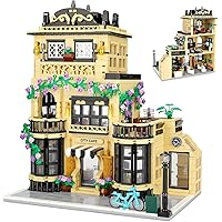 City Coffee Shop Building Blocks Set- Compatible with Lego City House, Architecture Modular Building Three-Story House Buildi