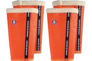 Harrison Howard Loose-Fitting Horse Fly Boots UV-Protective, Breathable, Tear-Resistant Fine Mesh Leggins Stay-on Comfortable Fly Boots with Ultra-Soft Wool Trim (Set of 4) Vibrant Orange Cob (Medium)