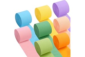 Oubest Crepe Paper Streamers 2.2 Inch x 656 Feet Ideal Party Supplies & Decorations for Birthdays Baby Showers Bachelorettes Weddings DIY, 8 Rolls Pastel Streamers Backdrops, Doorway & Wall Decor