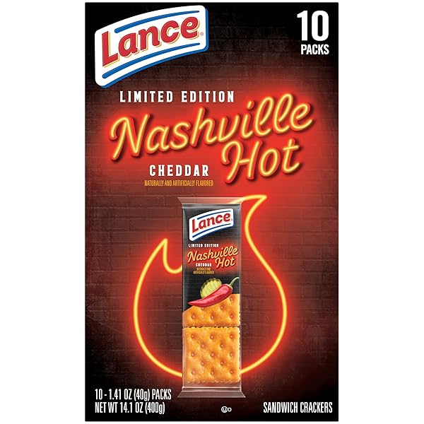 LANCE NASHVILLE HOT CHEDDAR SANDWICH CRACKERS, 10 PACK