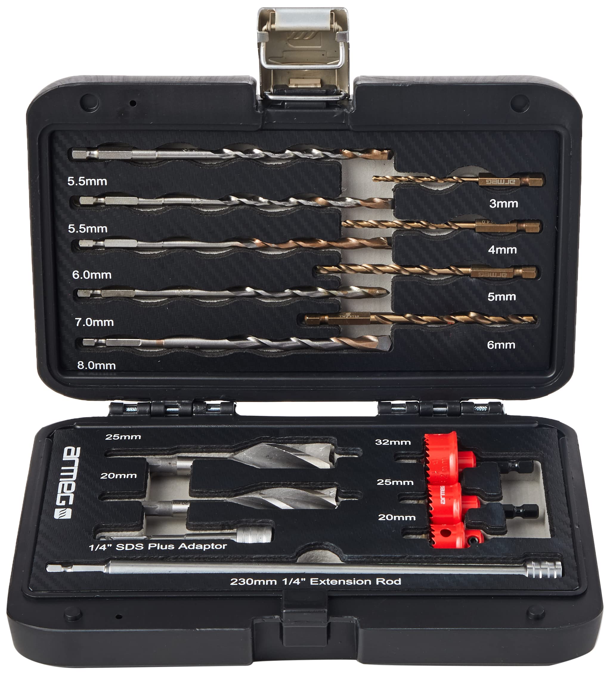 Armeg TW16PCSET Twister Drilling Set - Black (16-Piece)