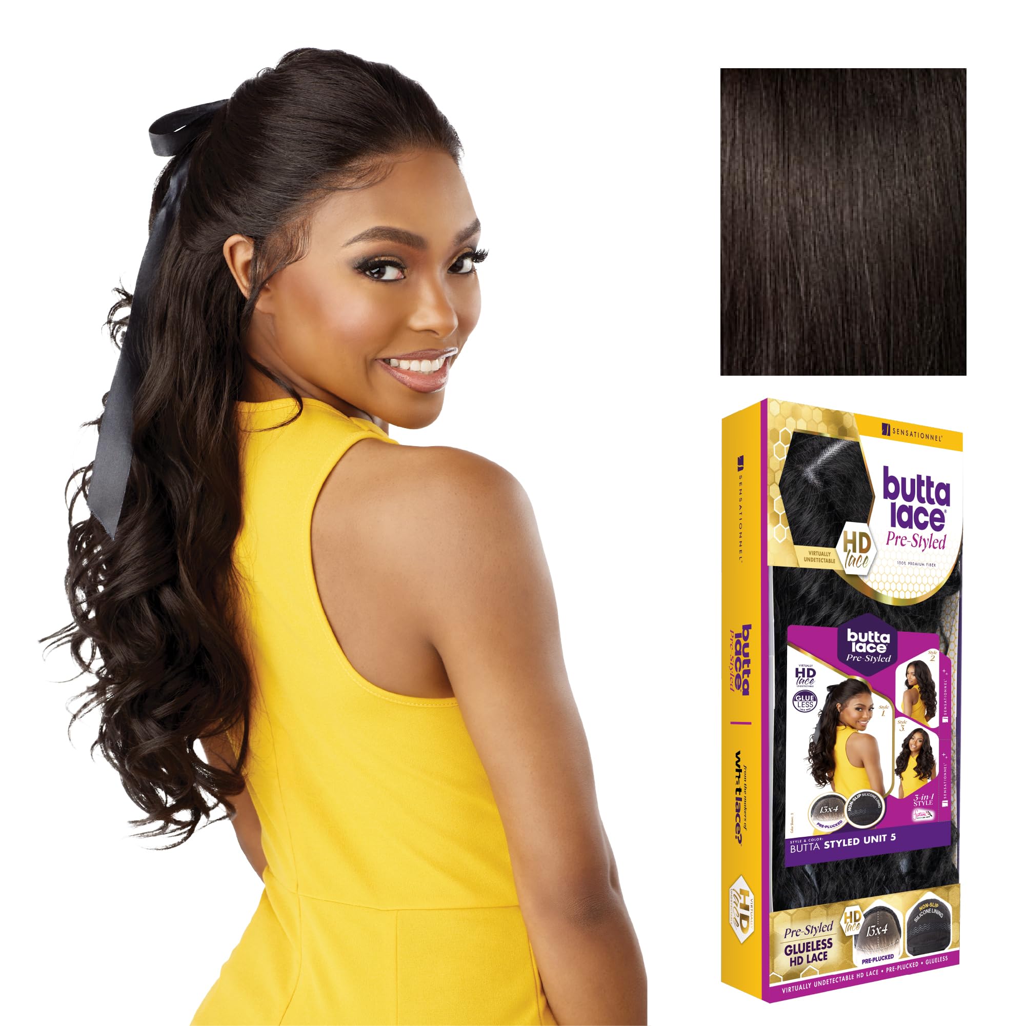 Photo 1 of Sensationnel Butta Lace Prestyled Wigs - Unit 5 Glueless 13x4 Hand Tied Deep Lacepart Synthetic Preplucked Hairline (2 DARKBROWN)