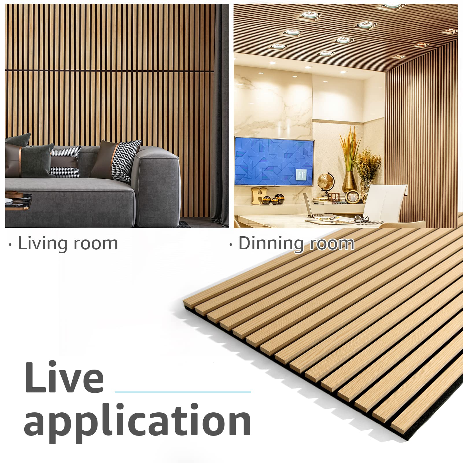 Mua Art3d 4 Wood Slat Acoustic Panels for Wall and Ceiling - 3D Fluted ...