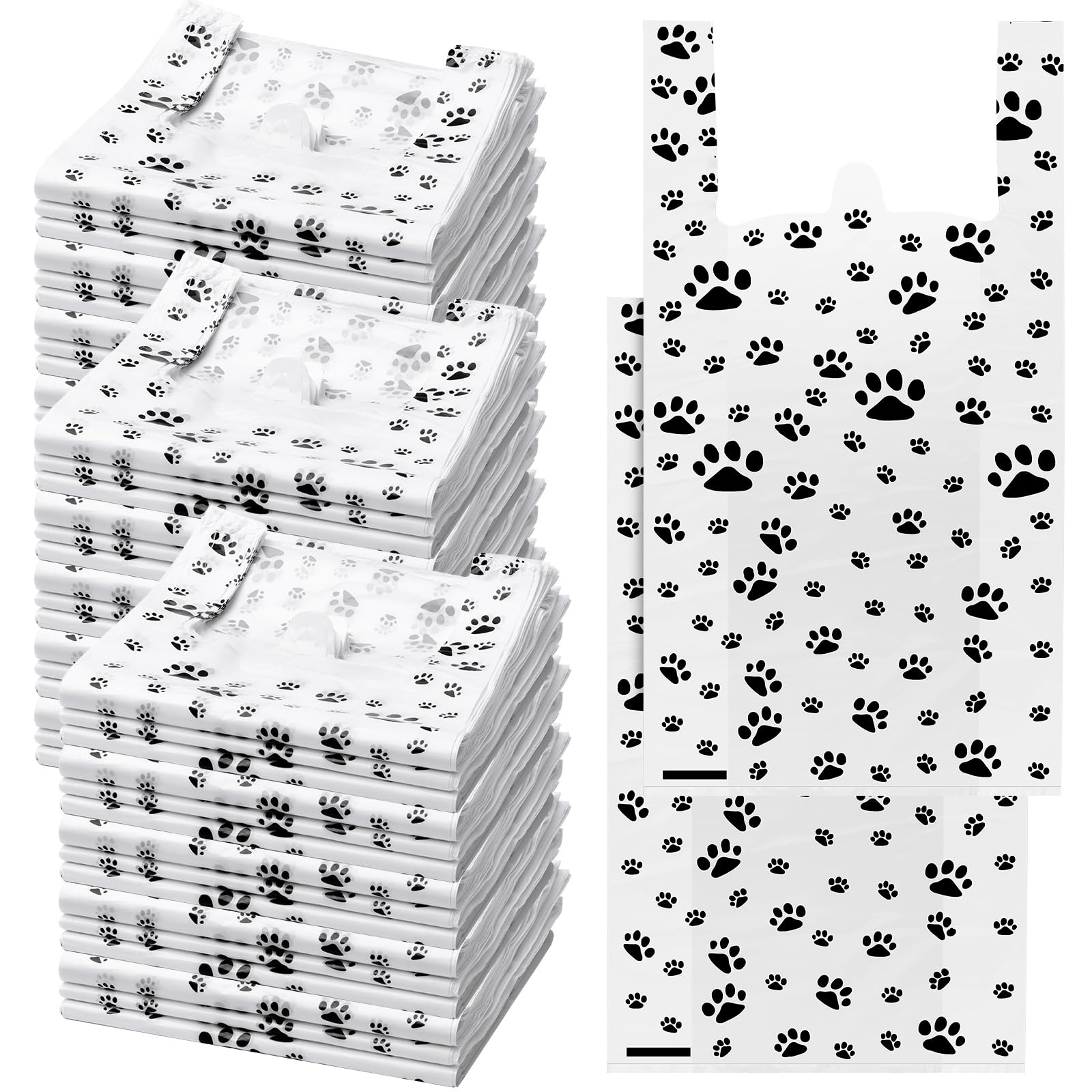 View 1 of ***THERE ARE NOT 800 BAGS* MANY ARE MISSING***Kosiz 800 Pcs Plastic T Shirt Print Dog Gift Bags with Handles Design Cat or Dog Paw Disposable Thank You Bags for Shopping Gift Merchandise Grocery Home Using, 22 x 11.6 Inches (Black)**THERE ARE NOT 800 BAGS