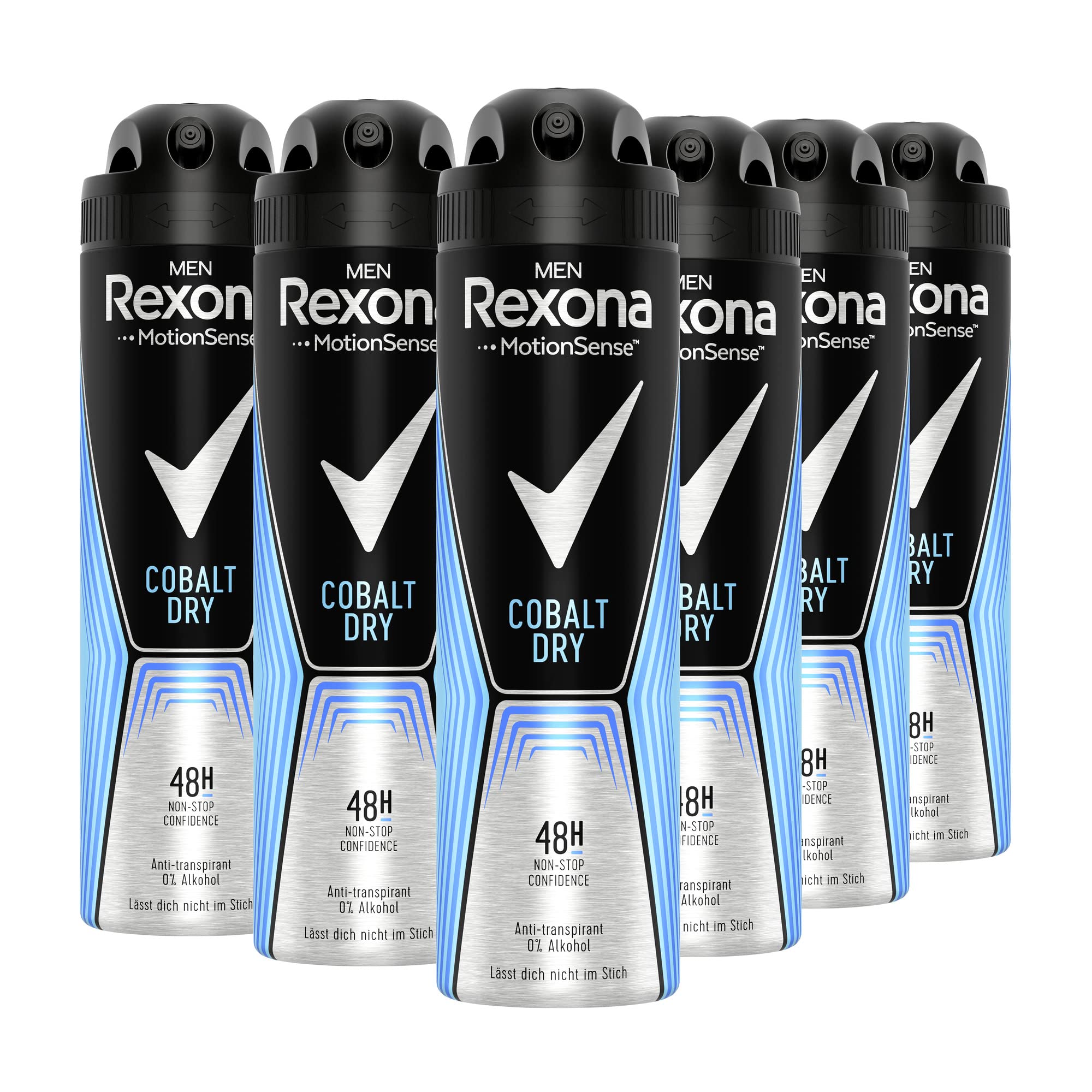 Rexona Men Cobalt Dry Antiperspirant Deodorant Spray Pack of 6 x 150 ml