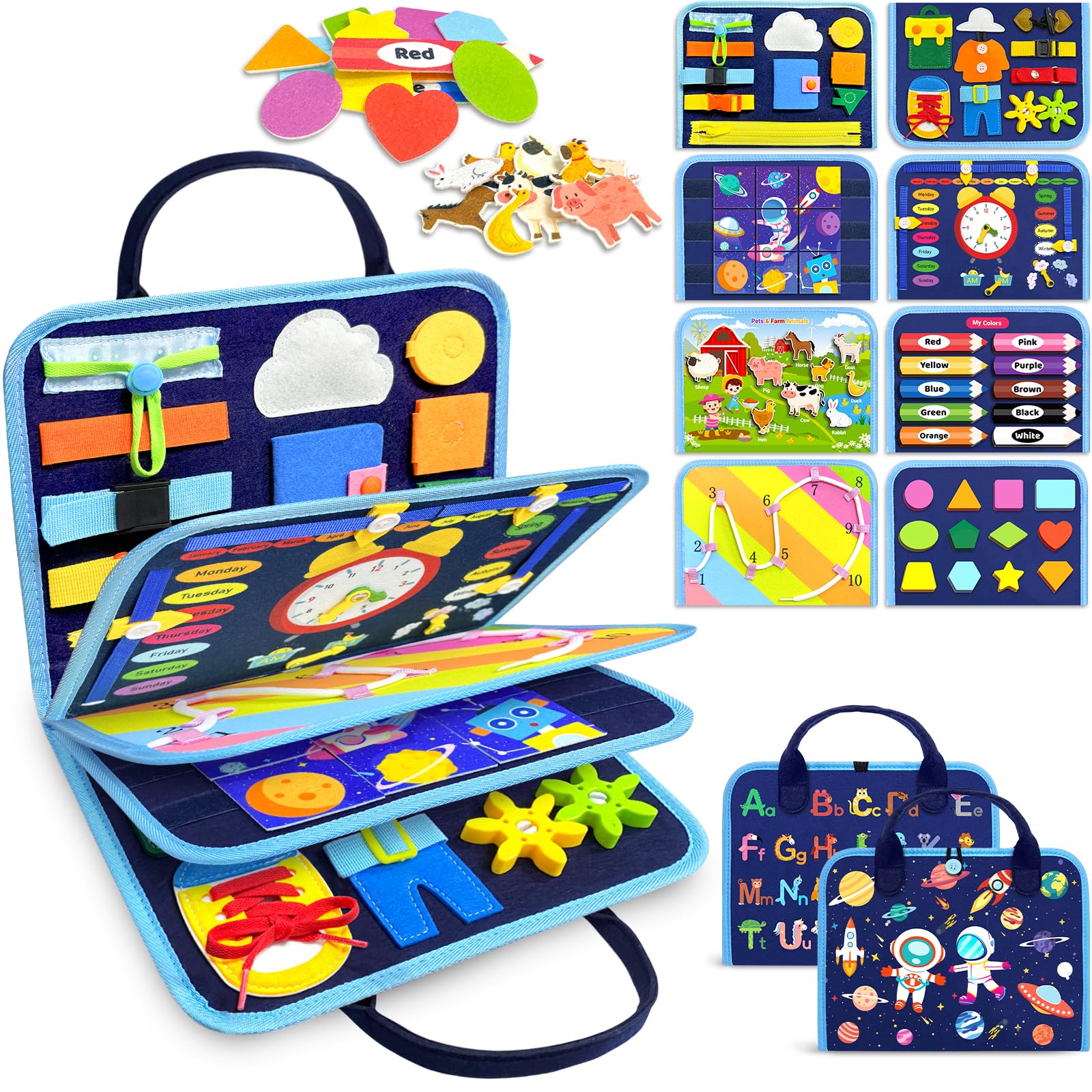 View 1 of *MISSING PARTS UNKNOWN*
Gojmzo Busy Board Montessori Toys for Toddler Boy Birthday Gifts, Busy Book Sensory Toys for Toddlers, Learning Educational Toddler Travel Activities