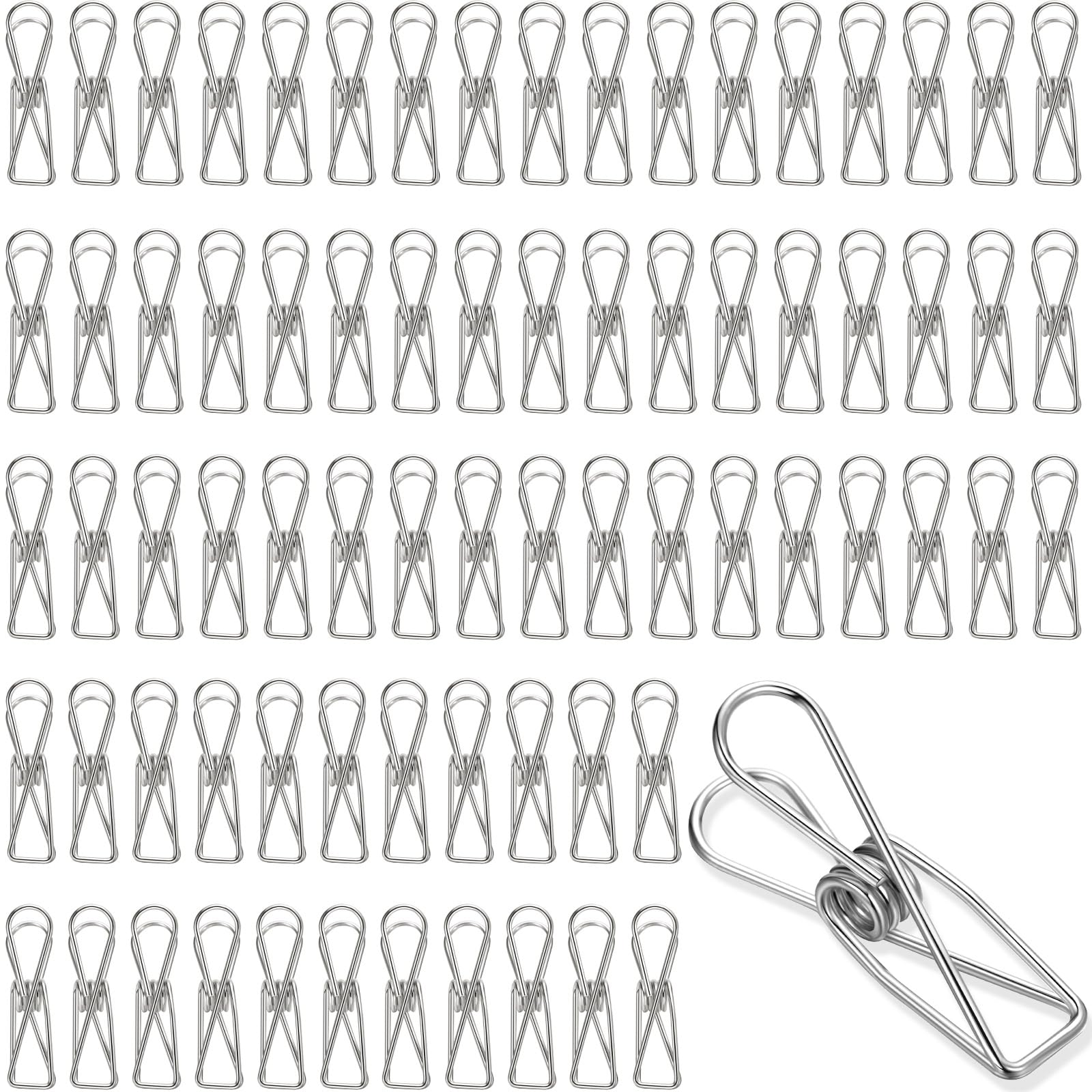 Photo 1 of 100 Pcs Paper Clips Metal Wire Hollow Out Clothespins Multi Purpose Utility Binder Clips Invoice Bill Stainless Steel Hanging Clothes Pins for School Kitchen Outdoor Office(Small,Silver)