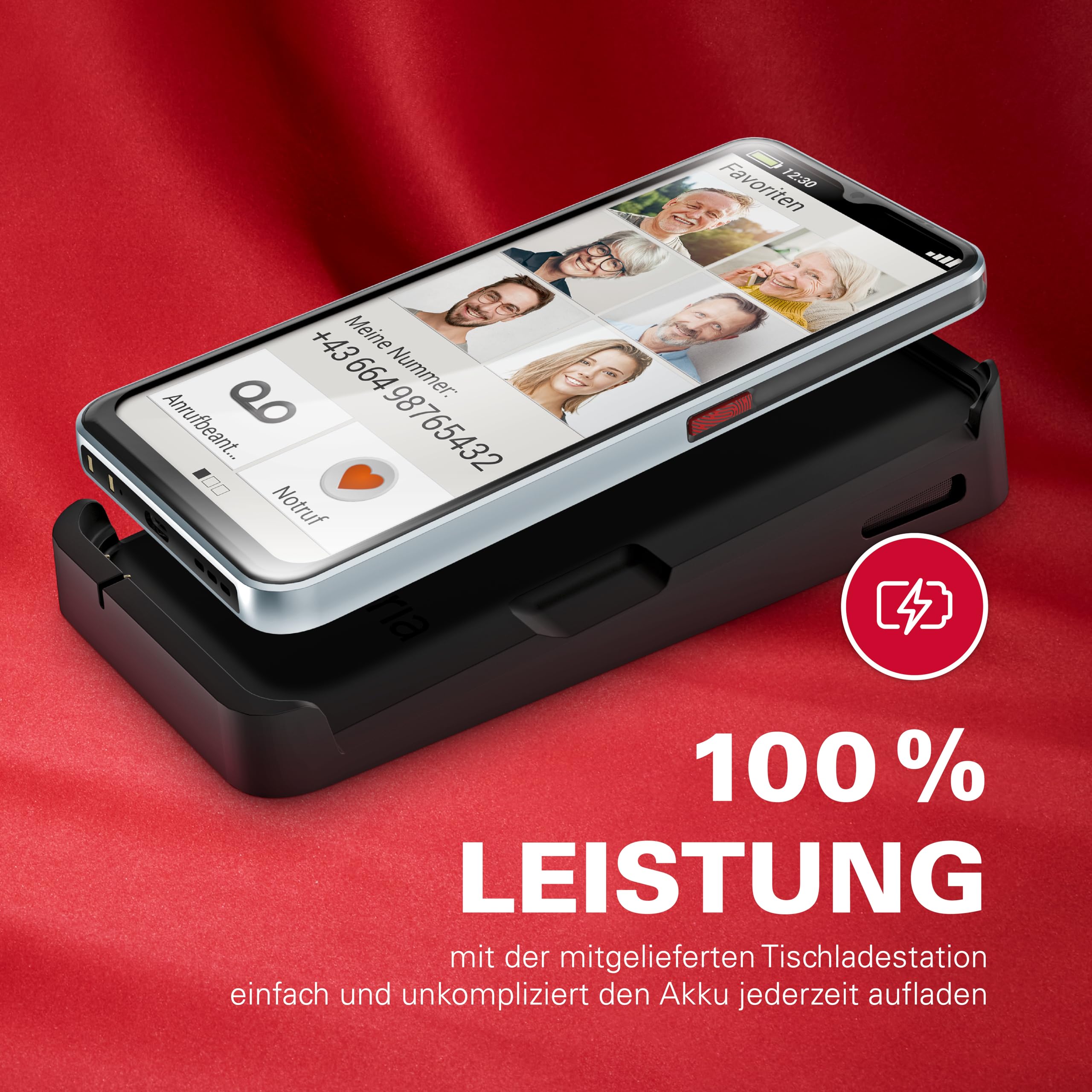 emporiaSMART.6 - Senior Mobile Phone with 5G VoLTE, Contract-Free Senior Smartphone, Mobile Phone with Emergency Button, 6.58-Inch Display, Android 13, 50 MP Camera, Black