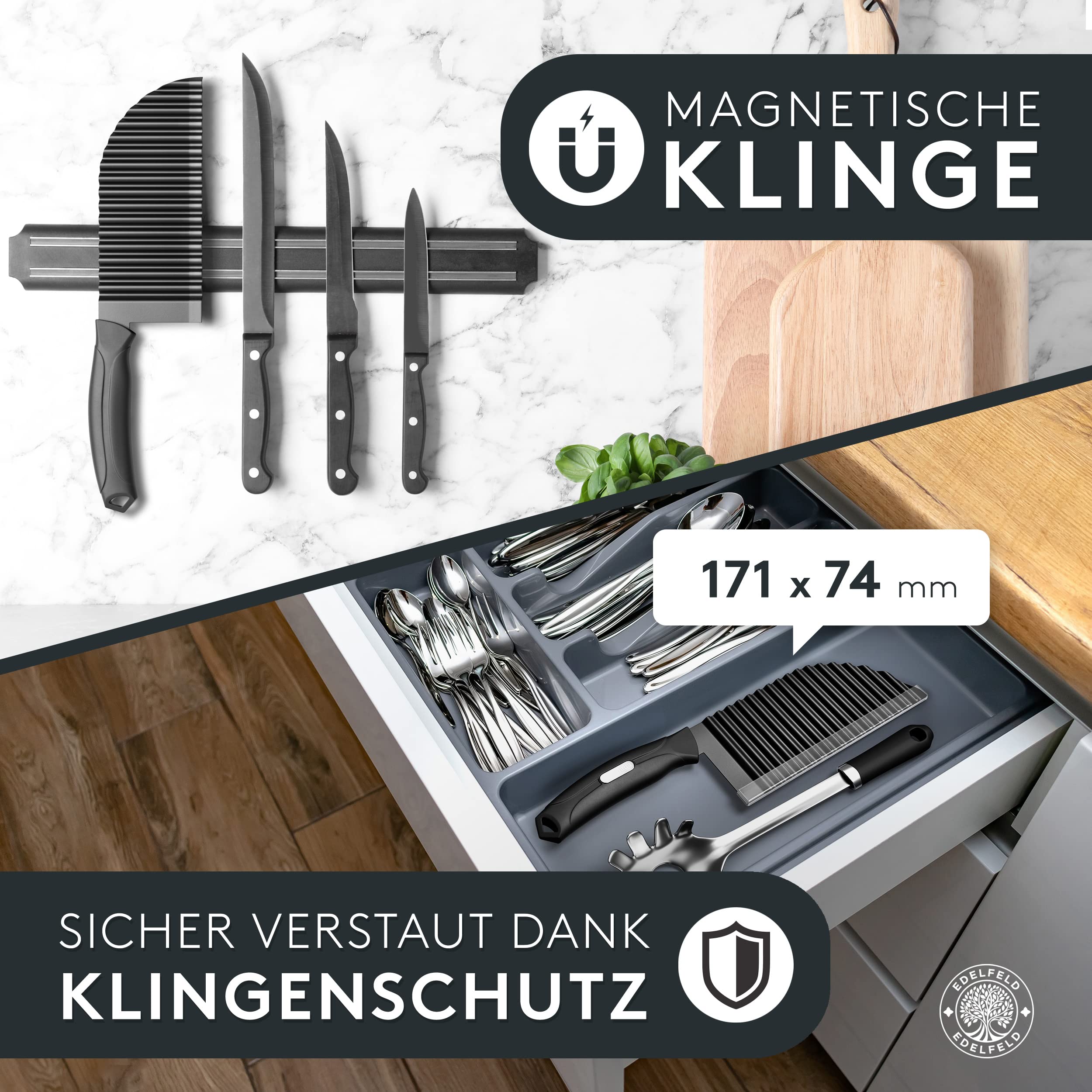 EDELFELD Wellenschneider für Pommes, Obst & Gemüse [TESTSIEGER] - Spülmaschinengeeignetes Wellenmesser mit Titanklinge - Riffelmesser für Erwachsene & Kinder - BLW Wellenschnittmesser aus Edelstahl 7