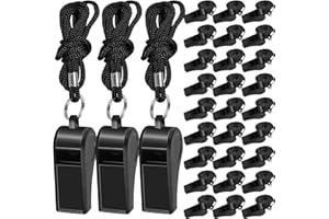 RETAINBRE 48 Pcs Coach Whistle with Lanyard Lifeguard Whistles Bulk Plastic Sports Loud Referee Whistle for Adults Emergency Teachers Training